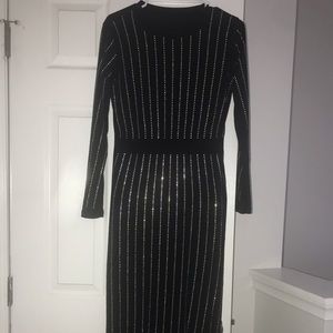 Black Dress with Silver Glitter trim